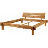 Massivmoebel24 - Balkenbett Wildeiche 200x200x85 Natur Geölt Jangali 713