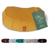 #DoYourYoga Yoga-Kissen »Ganesh« mit Bio-Buchweizenschalen | Halbmond 45 x 30 x 14 cm | indischgelb