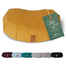 #DoYourYoga Yoga-Kissen »Ganesh« mit Bio-Buchweizenschalen | Halbmond 45 x 30 x 14 cm | indischgelb