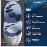 CASARIA Toilettendeckel mit doppelter Absenkautomatik MDF rostfreie Metall Scharniere wc Sitz 175kg Belastbar Antibakteriell Toilettensitz
