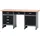 KÜPPER Werkbank Holz 170 cm x 84 cm x 60 cm schwarz 6 Schubladen 1 Tür