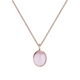 Elli Halskette Oval Solitär Anhänger mit Rosenquarz 925 Sterling Silber Rosévergoldet