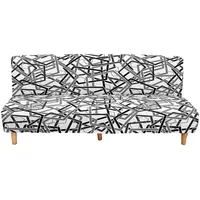 Surwin Sofabezug ohne Armlehnen 3 sitzer/2 sitzer, 3D Druck Polyester Stretch Armlose Sofabettüberzug Antirutsch Clic Clac Sofahusse Protector für Klappcouch Schlafsofa (Polygon,L190-230cm)