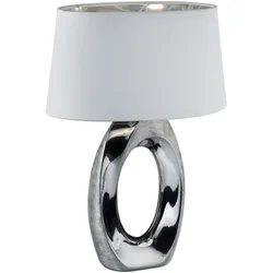 Design Tisch Leuchte Wohn Zimmer Lese Lampe Textil silber weiß