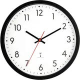 Lawei 30cm Wanduhr Funk Automatische Zeitumstellun Indoor Funkuhr Kunststoff Funkwanduhr Moderne Uhr für Wohnzimmer Zuhause Büro Schule (Schwarz)