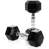 CorePowerPro Hexagon Hantel Set (2x7kg), Gummierte Kurzhanteln Set mit Verchromten Griff, Dumbbells für Gym, Studio und Zuhause, Strength Training Equipment Gewicht Set