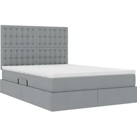 vidaXL Bett mit Stauraum und LED Hellgrau 140 x 190 cm