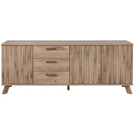 Quartier Lowboard WELLINGTON 175 x 67,8 cm Schwedeneiche - Inklusive 3 Drehtüren - 3 Schubkästen - 2 Einlegeböden - Holznachbildung - braun - matt - Breite 175 cm - Höhe 67,8 cm - Tiefe 40 cm