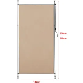 pro.tec Außenrollo 120 x 270 cm Beige Polyester