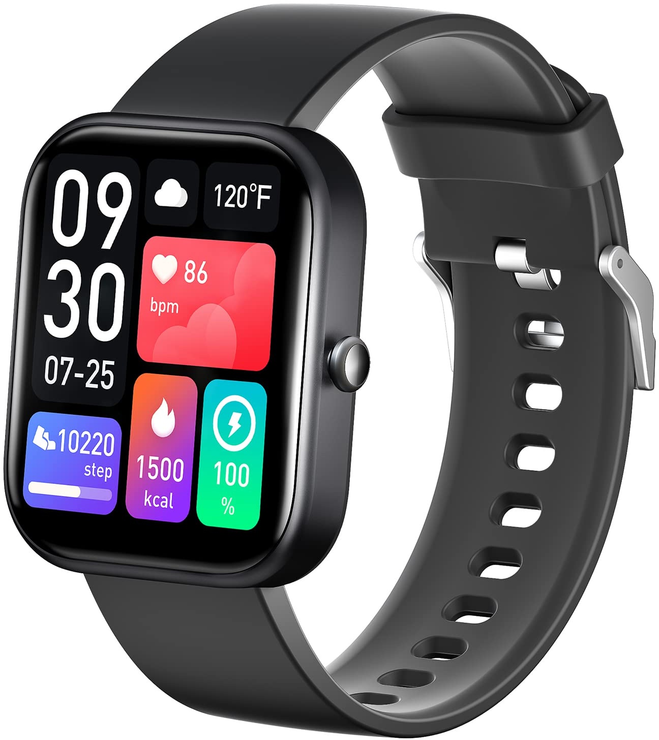 Septoui Smartwatch Damen Herren, 2,0" Touchscreen Fitness-Tracker mit Herzfrequenz, Blutdruck, SpO2, Schlaf, Stress Monitor, 100+ Trainingsmod Schrittzähler Sportuhr GPS Fitnessuhr für Android/iOS