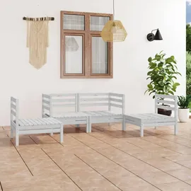 vidaXL Garten-Lounge-Set 4-tlg. weiß Kiefer