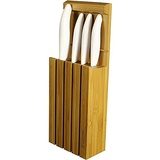 KYOCERA Bamboo Block mit 4 GEN White Messern Messerblock, Bambusholz, Bambus Holz, 34 x 12,3 x 6,6 cm, 5-Einheiten