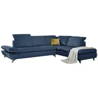 Ecksofa W.SCHILLIG "taoo, elegant und zeitlos, bequem, L-Form", blau (jeans w60), B:296cm H:84cm T:242cm, ROHLEDER Jacquard-Flachgewebe Q2 W60 (63% Polyester, 37% Polyacryl), Sofas, mit Sitziefenverstellung & Kopfteilverstellung