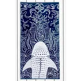 DecoKing Strandtuch groß 90x180 cm Baumwolle Frottee Velours Badetuch dunkelblau Marineblau blau weiß Haifisch Shark