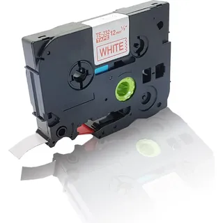 Print-Klex Schriftband kompatibel kompatibel mit Brother P-Touch H101LB P-Touch H101TB P-Touch H500P-Touch H500Li Rot auf Weiß 8 Meter TZE 232 12m...