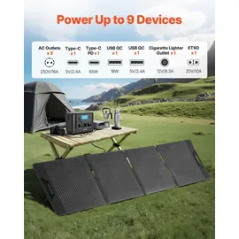 Vevor Powerstation mit 200 W Solarpanel 1800 W inkl. 1008 Wh LiFePO4 Akku