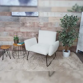 Mendler Lounge-Sessel HWC-K34, Cocktailsessel Sessel, Bouclé Stoff/Textil MVG-zertifiziert ~ weiß