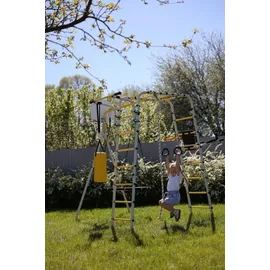 JEFlex Klettergerüst GardenMaxx G2 238x240x233 cm Stahl multifunktional für Kinder & Erwachsene - Grau/Gelb