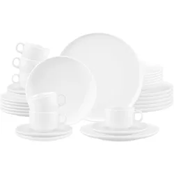 Kombiservice SELTMANN WEIDEN "Sento Home, Geschirr-Set, 30-teilig", weiß, 30 tlg., Porzellan, Geschirr-Sets, harmonisch geschwungene Form
