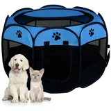 OKWISH Tierhaus Faltbarer Hunde Katzenkäfig Outdoor Zelt Laufstall mit Netzfenstern, atmungsaktiv für Reisen Camping Garten Indoor Outdoor Kleintiere blau S | Ø 74 cm x 43 cm