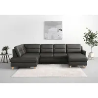 sit&more Wohnlandschaft SIT & MORE "Farö U-Form", grau (anthrazit), B:325cm H:90cm T:187cm, Sofas, Wohnlandschaft, inklusive Federkern, wahlweise mit Bettfunktion und Bettkasten