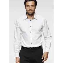 Bruno Banani Langarmhemd BRUNO BANANI, Herren, Gr. 43/44, N-Gr, weiß, Obermaterial: 100% Baumwolle, Basic, tailliert, 1-Knopf-Manschette verstellbar, Hemden, Kontrastbesatz