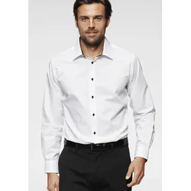Bruno Banani Langarmhemd BRUNO BANANI, Herren, Gr. 43/44, N-Gr, weiß, Obermaterial: 100% Baumwolle, Basic, tailliert, 1-Knopf-Manschette verstellbar, Hemden, Kontrastbesatz