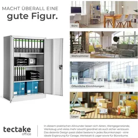 Tectake Büroschrank Stahl 140 x 90 x 40 cm grau abschließbar