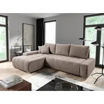 Fun Möbel Ecksofa Sofa mit Schlaffunktion VOGAR Stoff Poso Hellbraun Ottomane Links - Braun