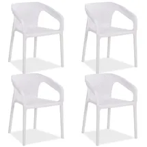 Homestyle4u Gartenstuhl Kunststoff weiß 4er Set