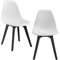 [en.casa] 2x Design Stühle Weiß/Schwarz Esszimmer Stuhl Kunststoff Skandinavisch