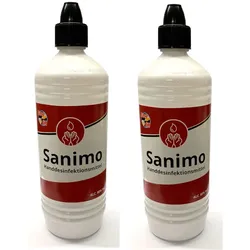 2x 1000ml Sanimo Handdesinfektionsmittel - anwendungsfertig - nach Rezept der WHO Desinfektionsmittel Hände Nachfüllflasche