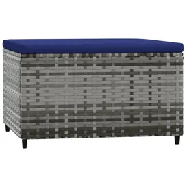 vidaXL Gartenhocker mit Kissen 2 Stk. Grau Poly Rattan