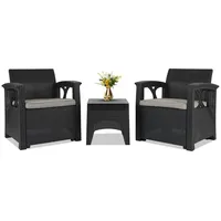 Sekey Balkonset Balkonmöbel in Rattan-Optik, Polyrattan 2 Stühle mit Tisch & Kissen, (3-tlg), Terrassenmöbel für Terrasse, Balkon, Garten