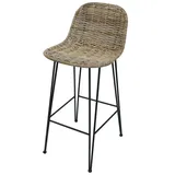 Frank Flechtwaren Rattanstuhl, Rattanbarstuhl Modern Line grau