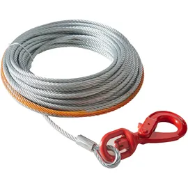 Vevor Anschlagseil 9,5 mm x 15,2 m Stahlseil 67,6 kN Bruchfestigkeit des Kabels Forstseil mit Drehhaken Hebeseil Drahtseil Abschleppseil Ideal für ATVs UTVs Autos SUVs oder große Geländewagen