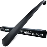 biped Metall Schuhlöffel lang, aus gebürstetem Edelstahl - Extra stabiler Schuhanzieher in dekorativer Geschenkbox - Rückenschonender langer Schuhlöffel in Premium Qualität z2932(43cm,titanium black)