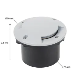LINDBY LED Bodeneinbauleuchte Nandita Aluminium Ø 10 cm 1-flammig grau