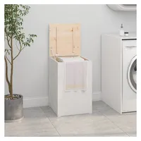 vidaXL Wäschetruhe Weiß 44x44x66 cm Massivholz Kiefer