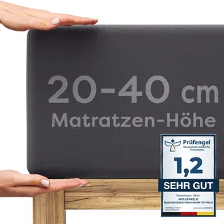 Wolkenfeld Spannbettlaken Baumwolle-Jersey 90 x 200 - 140 x 200 - 160 x 200 - 180 x 200 - 200 x 220 - 220 x 240 cm grau