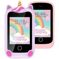 PTHTECHUS Kinder Handy, Smartphone für Mädchen Jungen, 28 Zoll großer Touchscreen Telefon Uhr Kinder mit 16 Spiele Anruf SOS Kamera Musik Schrittzähler Wecker, kinderhandy 4-9 Jahre Geschenke (Rosa)