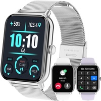 Betatree Smartwatch für Damen und Herren, mit Anruf und WhatsApp, 1,85 Zoll (1,85 Zoll), automatisch, digital, Fitness, Schrittzähler, 120+ Sportmodus, Android, iOS, Smartwatch mit Schlaf- und