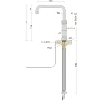 BieTal® Quooker Wasserhahn Classic Fusion Square Messing Patina & PRO3 & CUBE