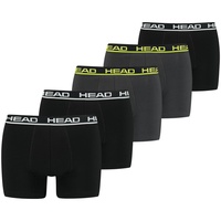 HEAD Herren Boxershorts, 5er Pack - Basic Boxer Trunks ECOM, Stretch Cotton Schwarz/Grau XL