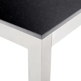 Beliani Gartentisch Schwarz/Silber Granit/Basalt Edelstahl 180 x 90 cm Poliert Modern Outdoor - Schwarz, Silber, Stein, Quadratisch, 90x76x180 Gartenmöbel, Gartentische, Gartentische