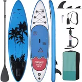 YJ-S07 Stand-Up Paddle Aufblasbares SupBoard Set inkl. Pumpe, Paddel, Finnen, Rucksack, Leash & Repair-Kit - wasserdicht & robust Paddle Board