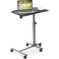RELAX4LIFE Höhenverstellbarer Laptoptisch, Rolltisch mit neigbarer Tischplatte, Mobiler Laptopständer mit 5 Rollen & Bremsen, Notebookständer bis zu 15 kg belastbar, für Homeoffice & Büro (Schwarz)