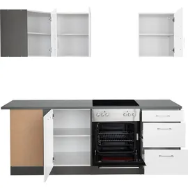 kochstation Winkelküche L-Form 220 cm weiß