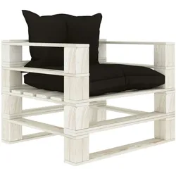 vidaXL Garten-Palettensofa mit schwarzen Kissen Holz