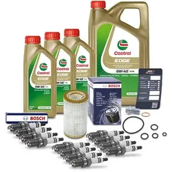 Bosch Ölfilter+Zündkerzen+8 L Castrol 0W-40 für Mercedes-Benz